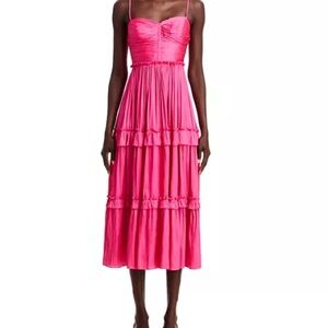 AQUA - Ruched Ruffled Midi Dress - Exclusive